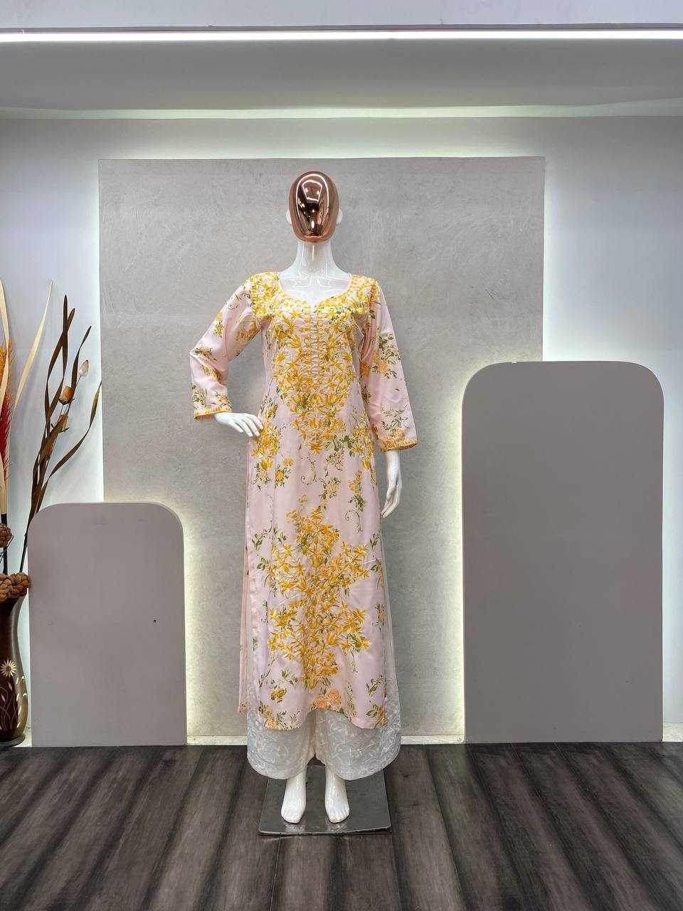 RAYON EMBROIDERED KURTIS WITH BOTTOM - MYLUXURY LANE ENTERPRISE